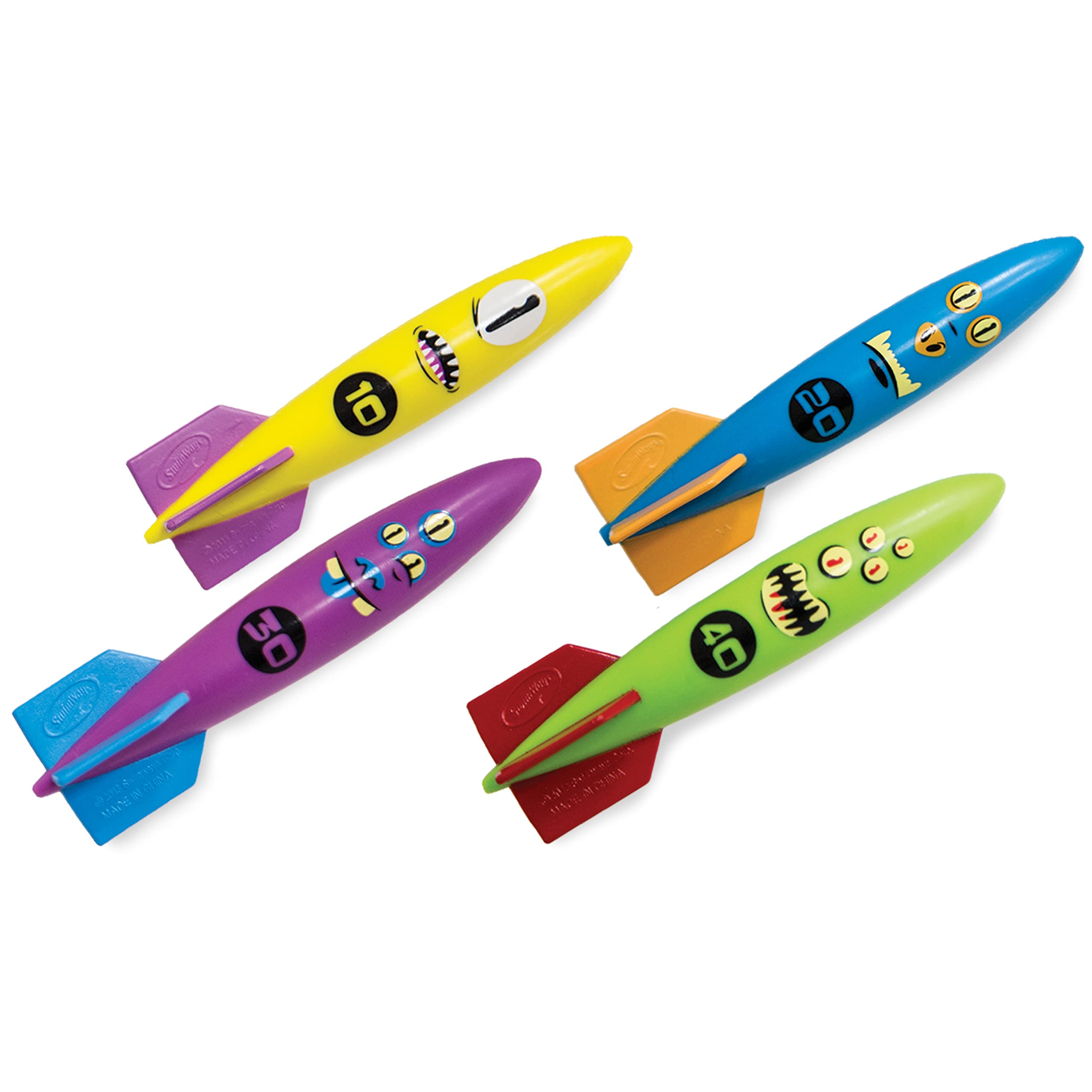 SwimWays Toypedo Bandits Pool Diving Toys - 4 Pack for Kids Swimming Games, Underwater Pool Party & Summer Fun Activities