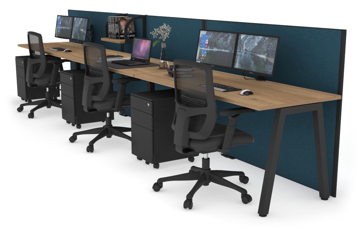 Horizon Quadro 3-Person Office Workstation Desk - 1200L x 700W Large Workspace for Collaborative Teams | Perfect for Shared Office Spaces & Coworking Environments
