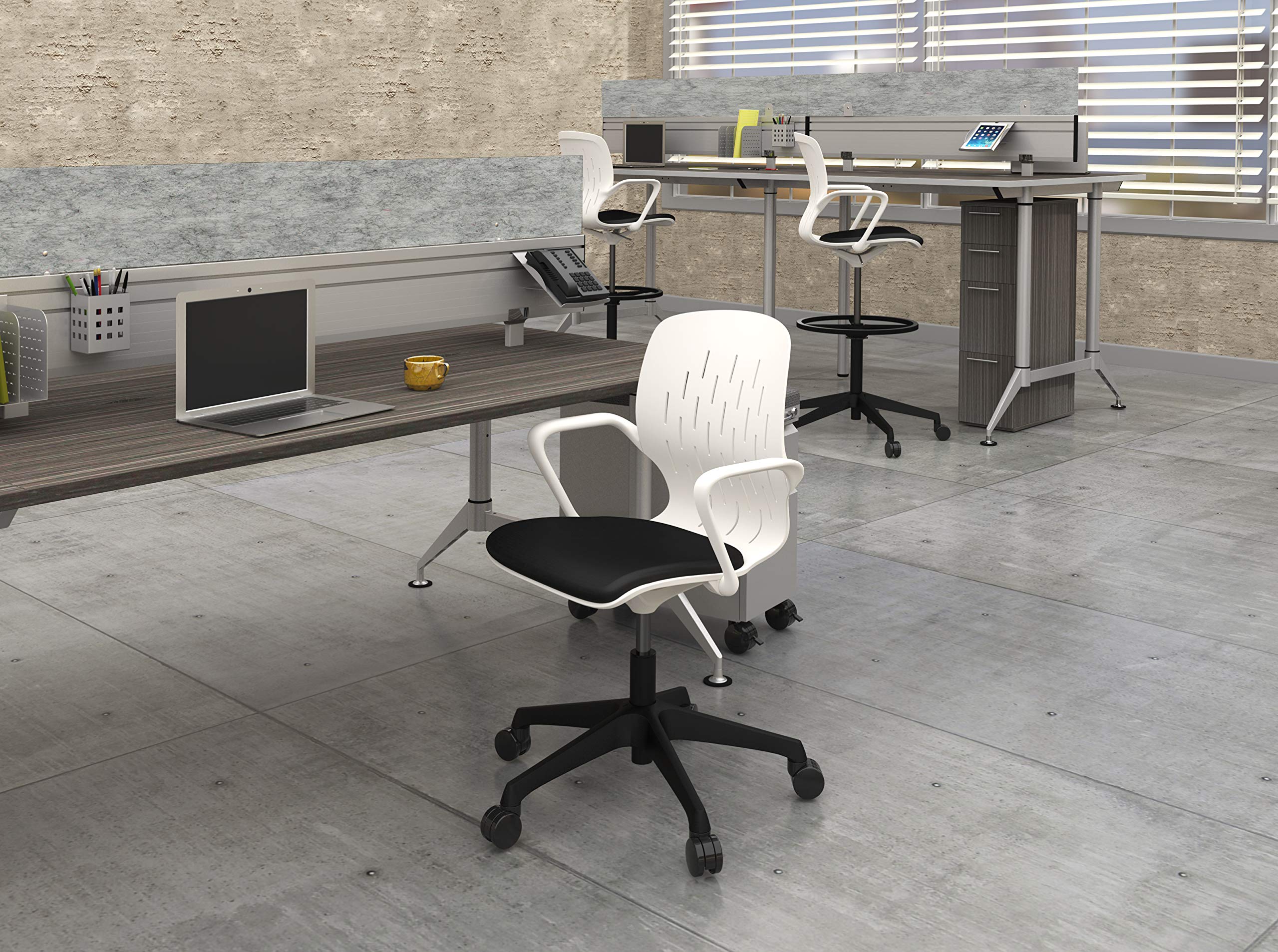 Safco Products Shell Chair - Black Desk Height Ergonomic Office Chair for Home & Workspace - Perfect for Office, Study, and Conference Rooms