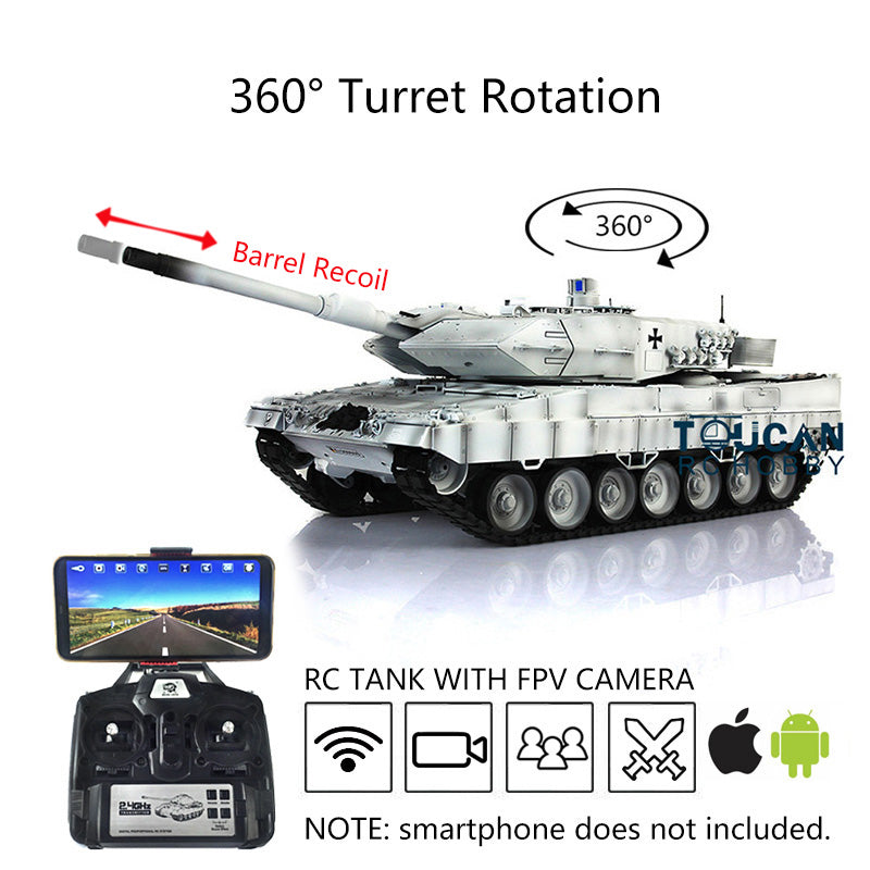 2.4Ghz Remote Control Henglong 1/16 Scale 7.0 Upgrade FPV German Leopard 2A6 Military RC Battle Tank - 3889 Model for Hobbyists, Collectors & Festival Gifts | Indoor & Outdoor Play, Battle Simulation, STEM Learning Toy