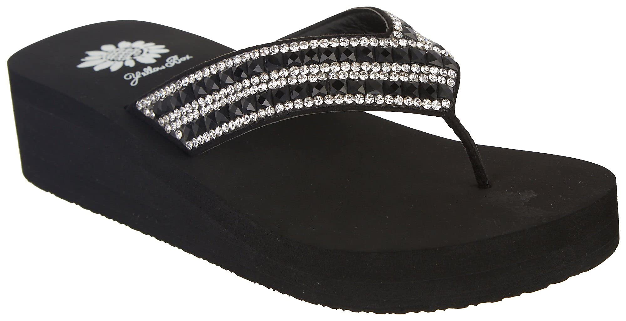 Yellow Box Women's Vaniza Wedge Flip Flops Size 9 Clear - Comfortable Beach Sandals for Summer Vacations & Poolside Relaxation