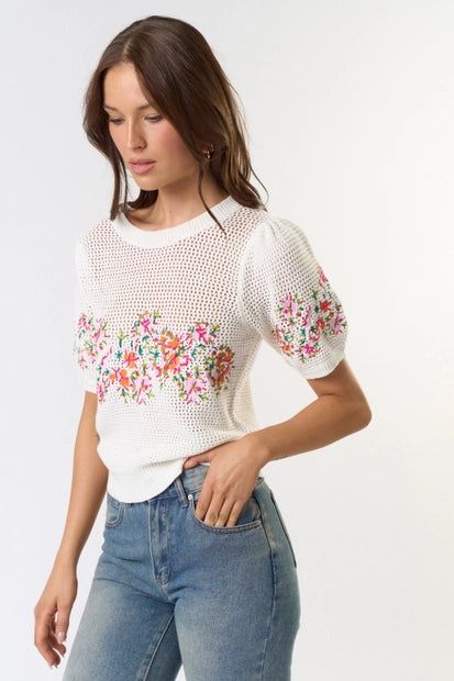 Floral Crochet Top for Women - Boho Lace Summer Blouse, Beach Cover Up, Festival Outfit, Casual Chic Tops for Vacation & Date Night