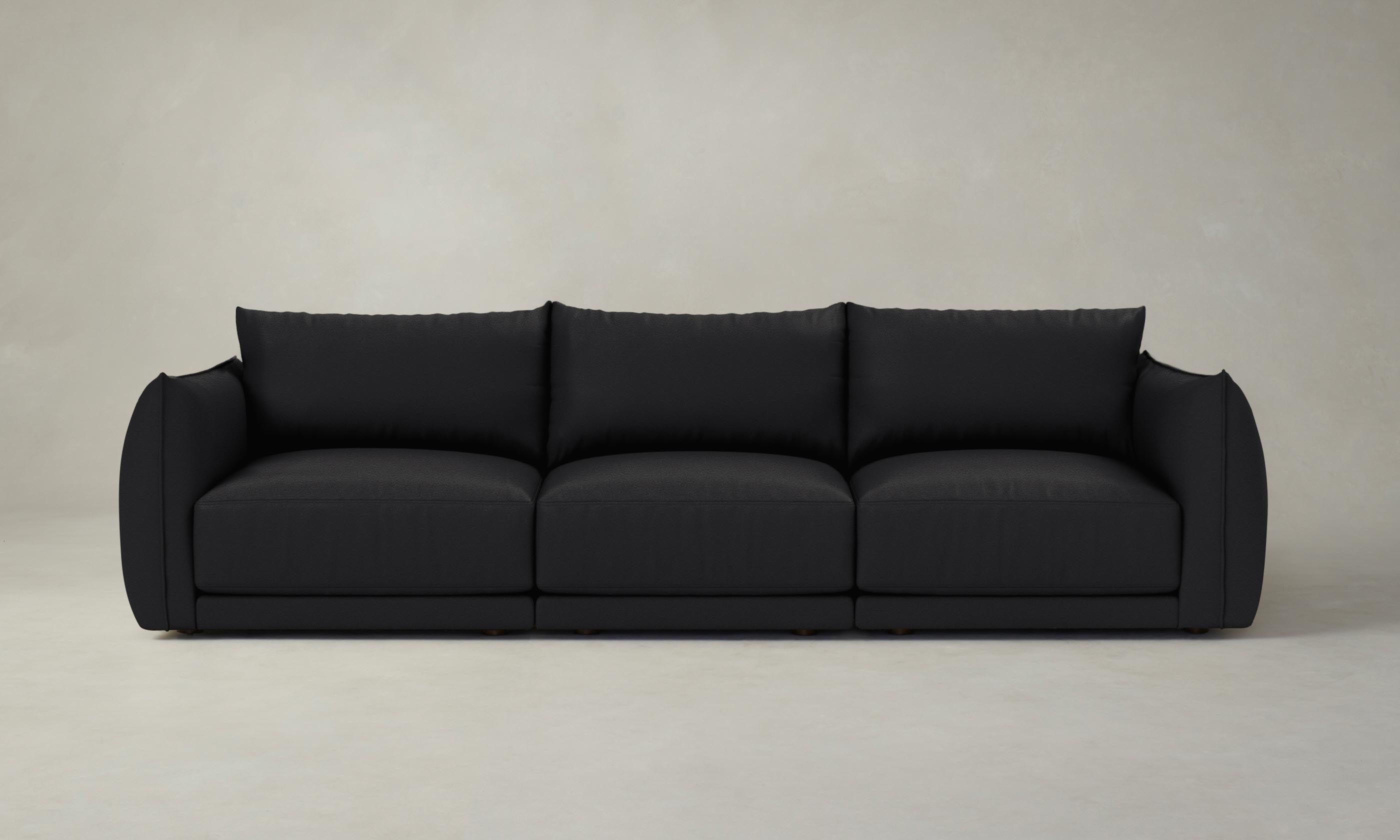 Premium Jones Modular Sofa - Genuine Pebbled Leather in Ink Black | Modern Living Room Furniture for Stylish Home Decor