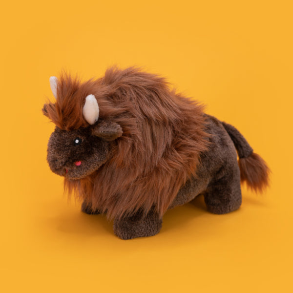 Zippy Paws Billie the Bison Plush Dog Toy - Soft & Durable Wooliez Collection for Chewing, Fetch & Cuddling | Perfect for Playtime, Training & Comfort