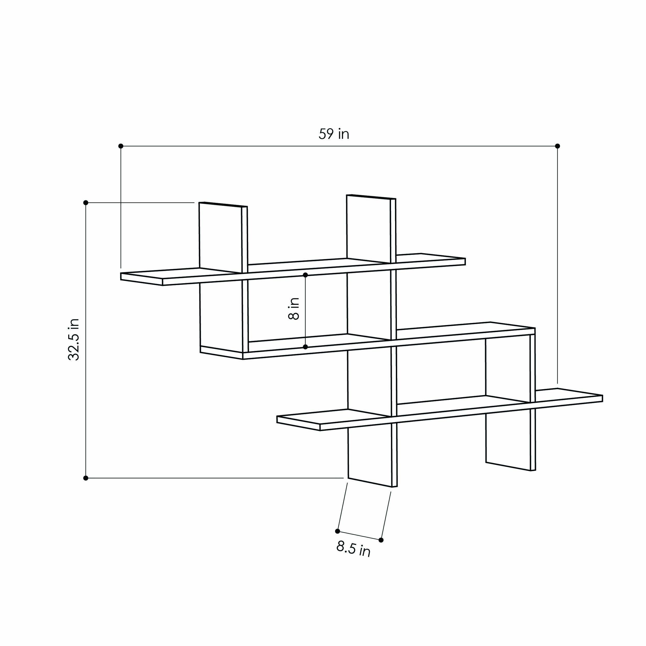 Modern Dark Brown Wall Shelf 32.5