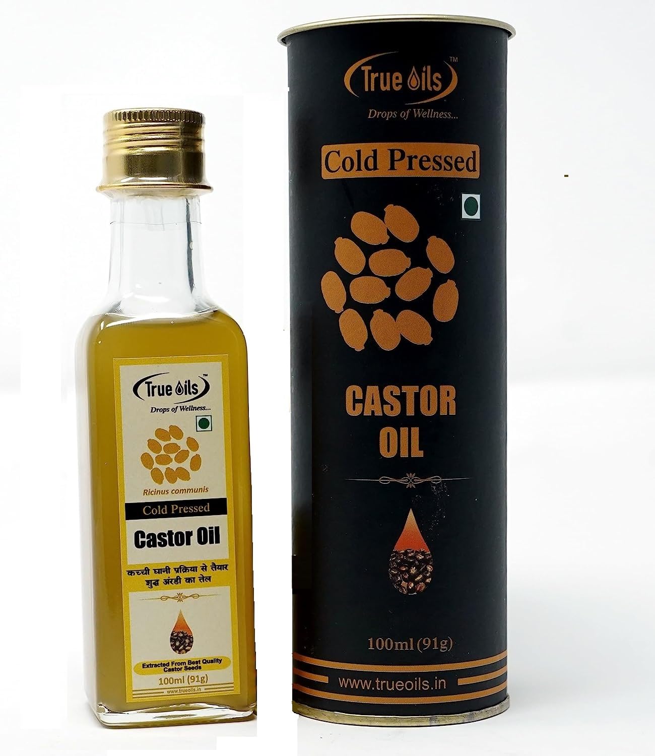 Organic Cold-Pressed Castor Oil 100ml - Unrefined Pure Jamaican Black Castor Oil for Hair Growth, Eyebrows, Skin Care & Constipation Relief | Natural Moisturizer for Eyelashes, Scalp & Dry Skin | Perfect for DIY Beauty & Wellness Treatments
