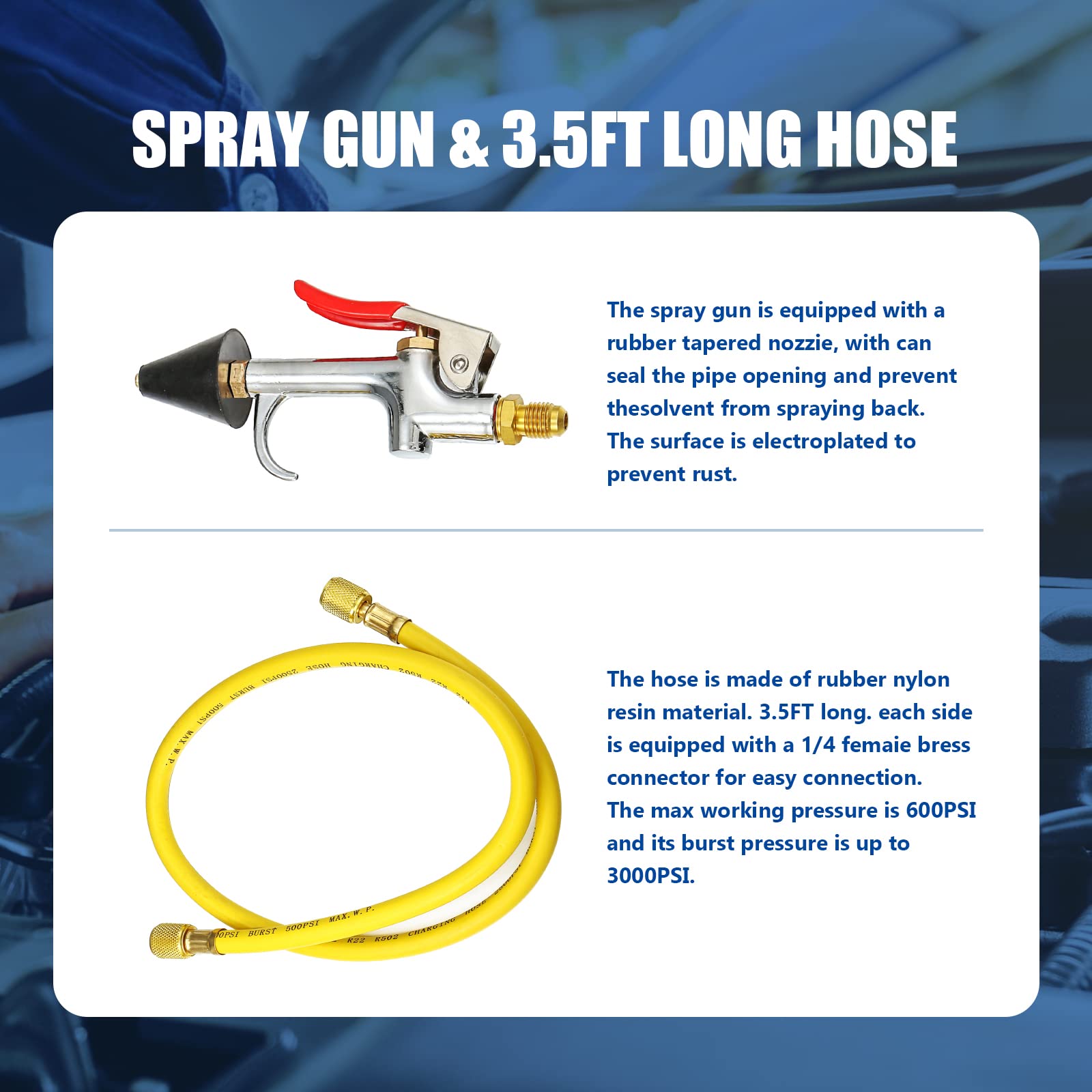 AC Flush Kit for Car Air Conditioning System - R134A R12 R22 R404 R410A Compatible, 220PSI Gauge with Air Fittings & Hose - Professional Auto AC Pipeline Cleaning Tool Set for Mechanics & DIY Car Maintenance