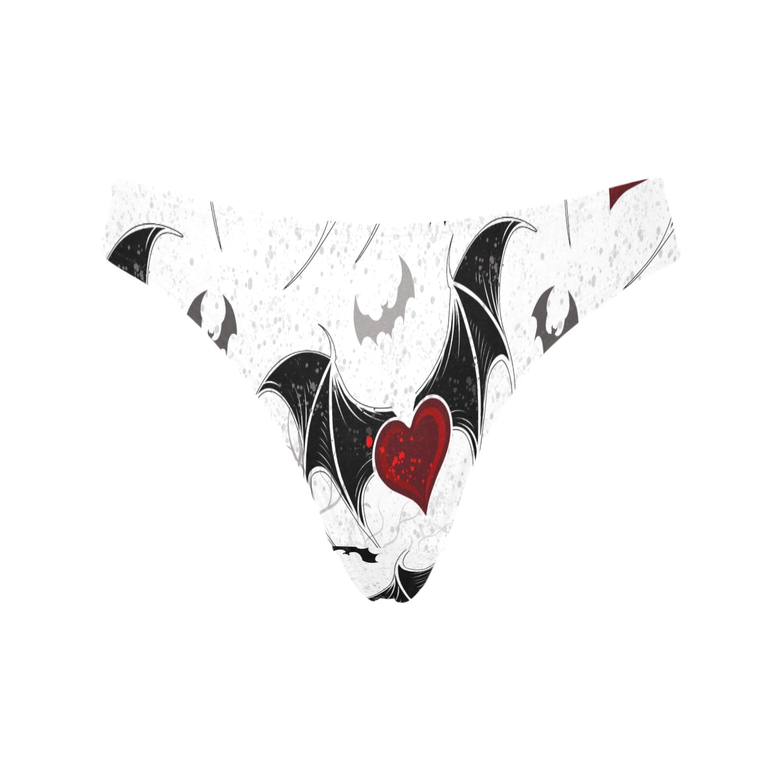 Bats and Hearts Classic Thong - Sexy Lingerie for Women, Gothic Underwear with Bat & Heart Design - Perfect for Valentine's Day, Halloween, and Romantic Nights