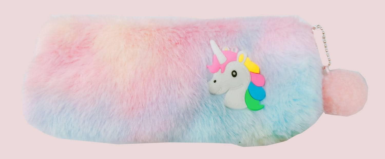 ALMOSTHERE® Unicorn Stationery Set - A5 Locking Diary with 240 Pages, Fur Pouch, Pens & Pencils - 4-Piece Educational Gift Combo for Girls - Perfect for School, Birthday Presents & Unicorn Lovers