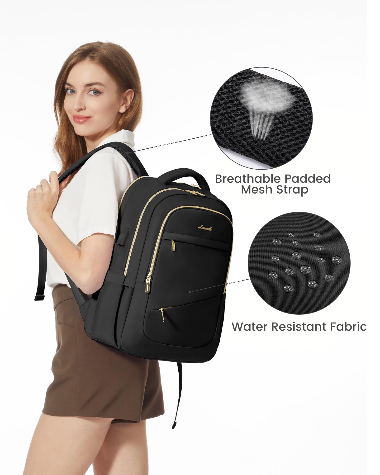 LOVEVOOK Women's Laptop Backpack - Water Resistant Business Travel Backpack with USB Charging Port, Stylish Work & Teacher Computer Bag Fits 15.6 Inch Laptop - Perfect for Office, Commuting & College Use