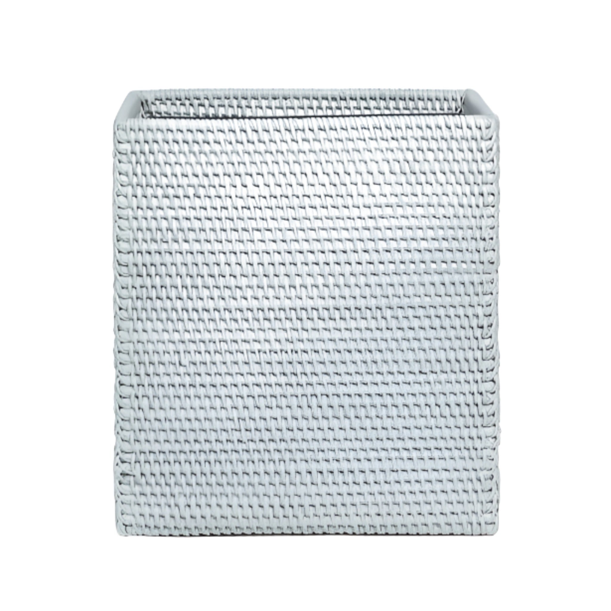 Dalton Light Gray Rattan Wastebasket - Stylish Eco-Friendly Trash Can for Home, Office & Bathroom Decor