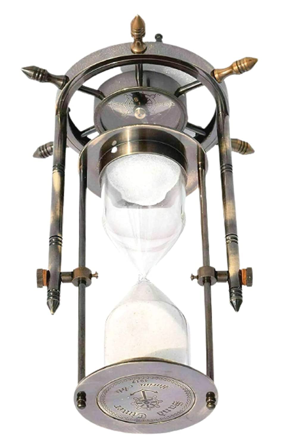 ALFAMART HT 6-Inch Hourglass Timer with Rotating Metal Frame & White Sand - 5 Minute Kitchen Timer for Cooking, Baking, Games & Classroom Activities