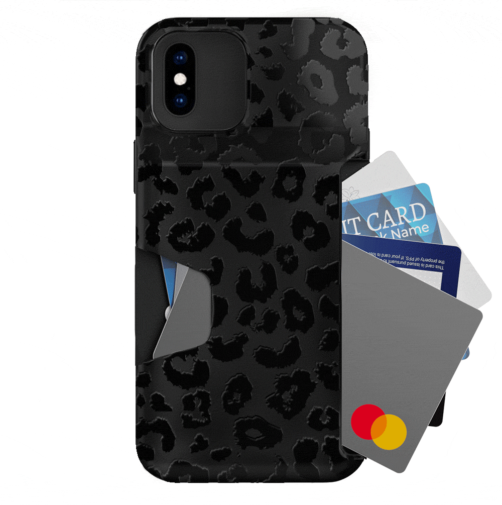 Black Leopard iPhone Wallet Case - Slim Leather Phone Cover with Card Holder for iPhone 13/14/15 Pro Max - Perfect for Travel, Shopping & Everyday Use