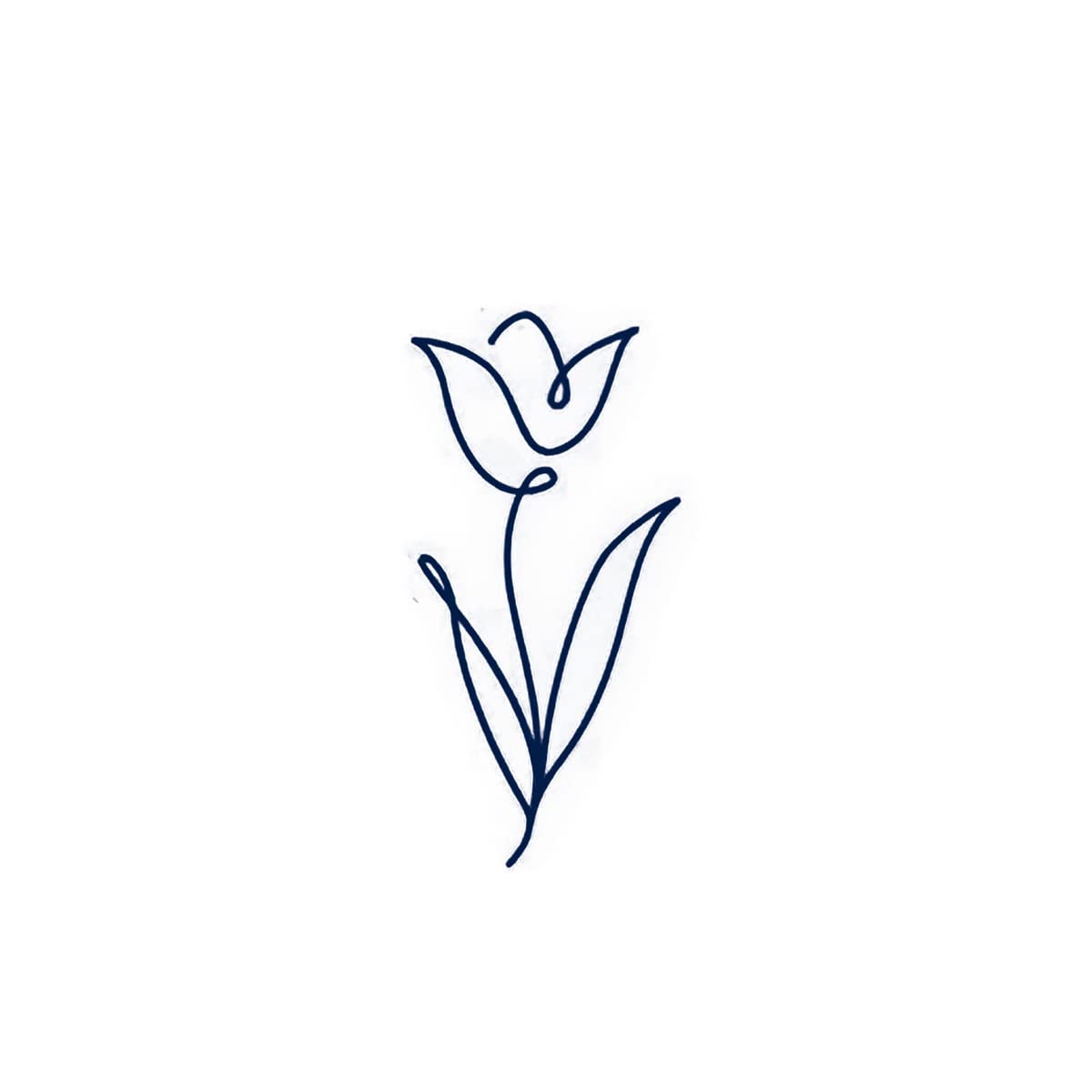 Semi-Permanent Flower Juice Temporary Tattoo - Lasts 1-2 Weeks - Tulip Line Art Minimalist Design - Realistic Navy Blue Body Art for Adults - Perfect for Chest, Neck & Arm - 4 Sheets - Great for Festivals, Vacations & Special Occasions