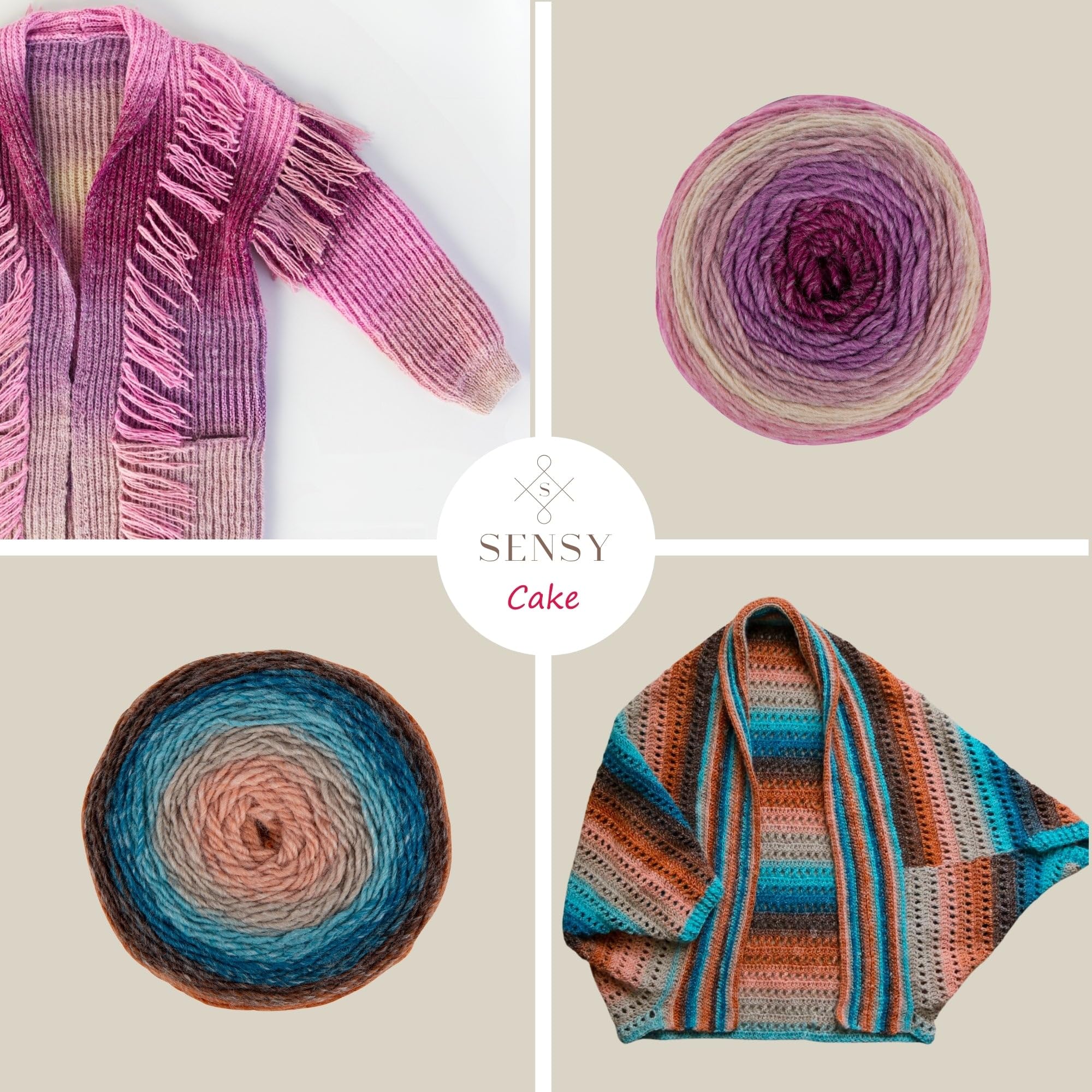 Sensy Cake Yarn - 5.3 oz, 525 Yards Multicolor Crochet & Knitting Yarn - Light Weight (Gauge 3) for Scarves, Hats, Blankets & DIY Crafts - Color 558