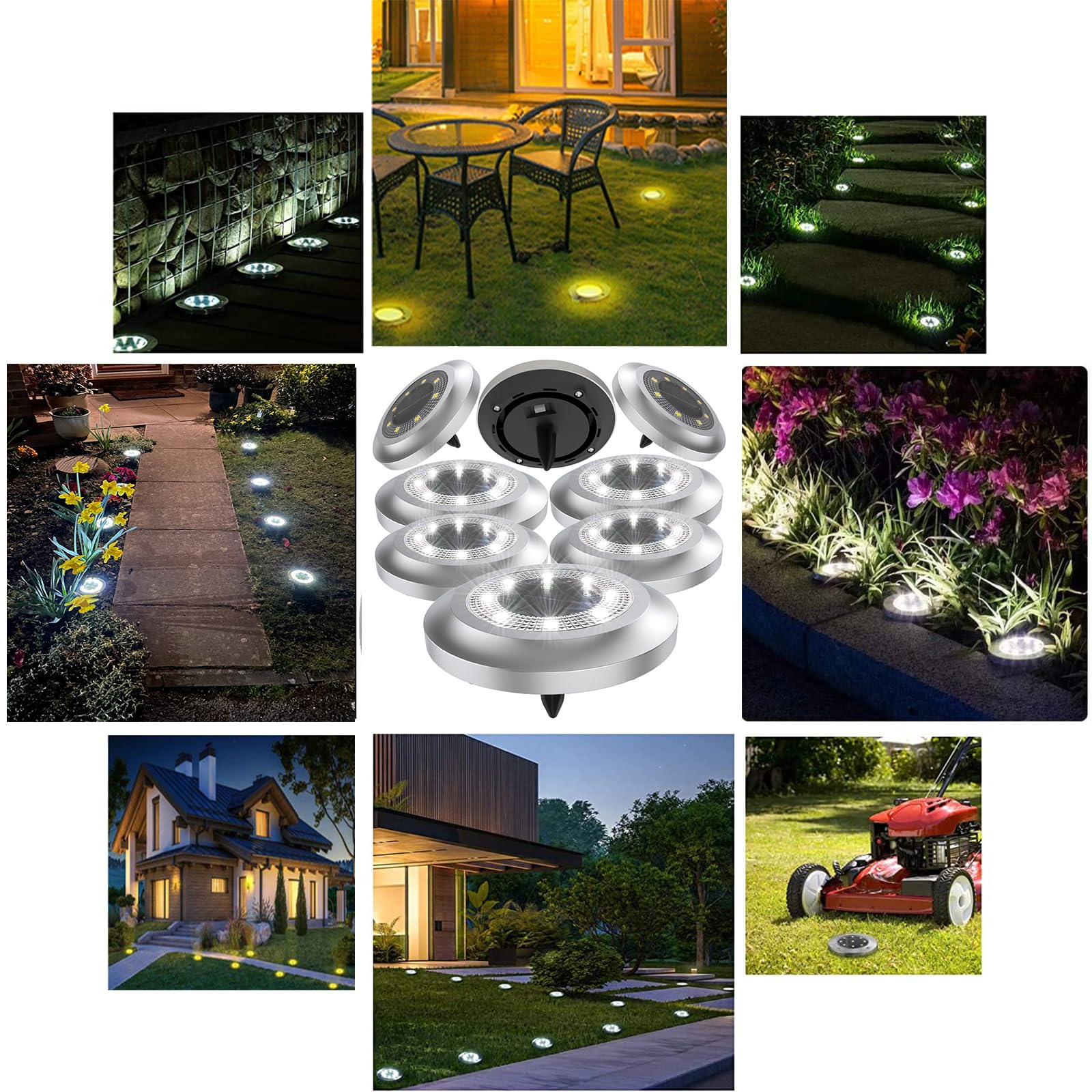 4 Pack Solar Lights Outdoor Waterproof - 8 LED Solar Garden Lights for Pathway, Yard, Deck, Lawn, Patio, Walkway, Driveway & Steps | Bright White Landscape Lighting | Perfect for Backyard, Garden Decor & Nighttime Safety