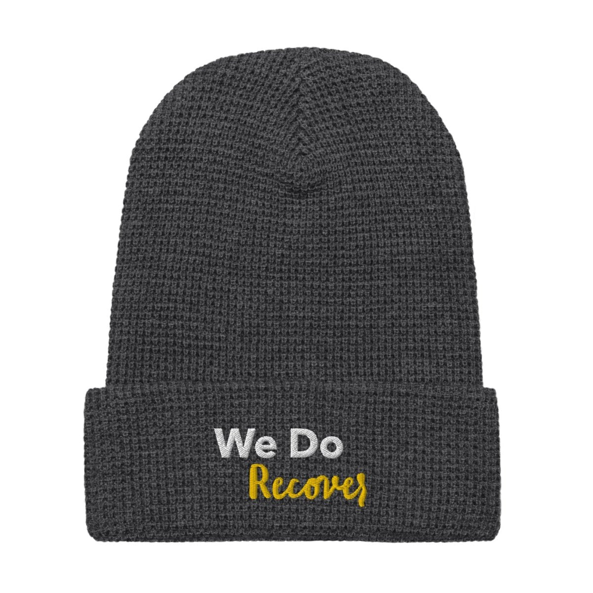 We Do Recover Embroidered Waffle Beanie Hat - Soft Winter Knit Cap for Men & Women - Perfect for Cold Weather, Outdoor Activities and Casual Streetwear