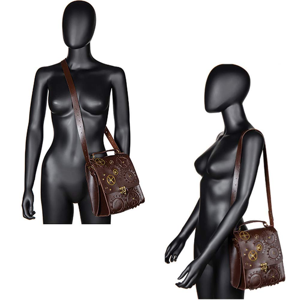 Vintage Steampunk Gothic Women's Single Shoulder Crossbody Bag - Rivet Top Handle Messenger Purse for Travel, Daily Use & Cosplay Accessories
