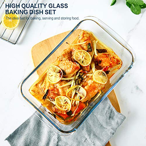 8-Piece Glass Baking Dish Set with Lids & 6-Piece Glass Measuring Cup Set - Oven Safe, Microwave Safe Kitchen Essentials for Baking, Cooking, Meal Prep & Storage