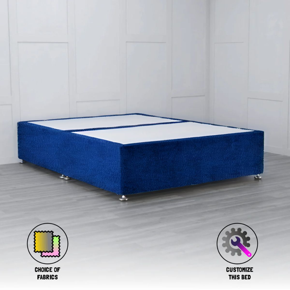 Comfortable Padded Divan Bed Base - No Storage | Queen/King Size Bed Frame for Bedroom | Perfect for Modern Home Decor & Guest Rooms