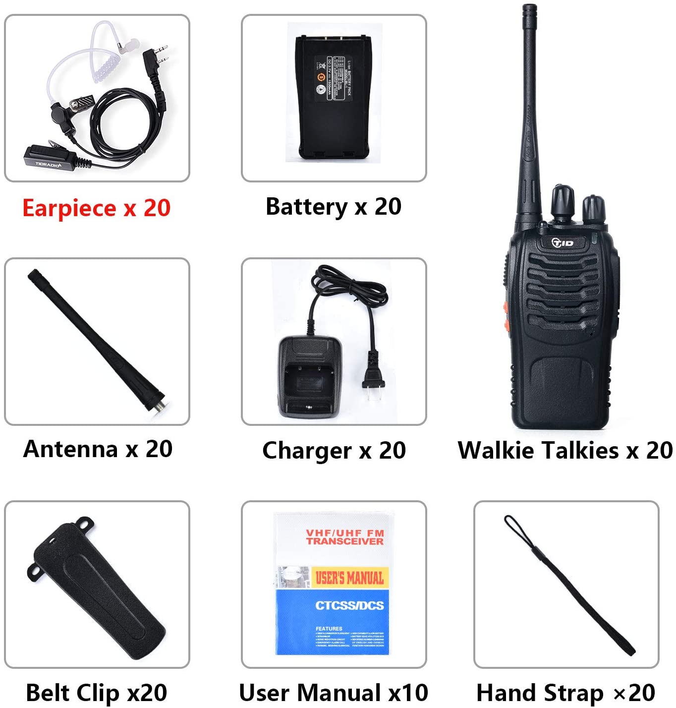 TD V2 2W FRS Two-Way Radios - License Free Walkie Talkies (10 Pack, 20 Pack, 30 Pack) for Outdoor Adventures, Camping, Hiking & Emergency Communication