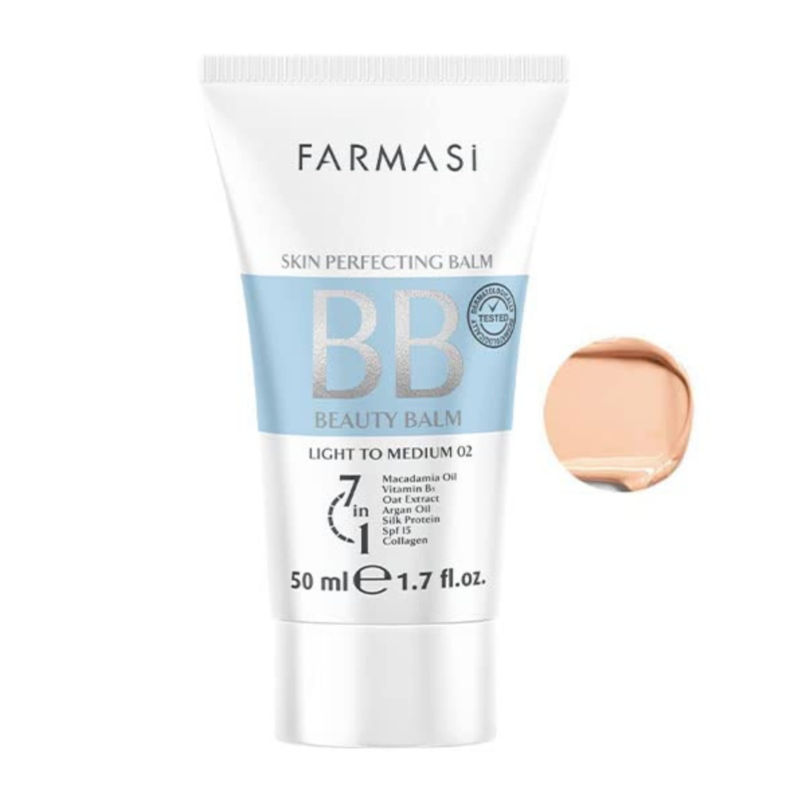 FARMASi BB Cream Makeup - Full Coverage Foundation & Concealer with Moisturizing Benefits, 1.7 fl oz (50ml) for Light to Medium Skin Tones | Perfect for Daily Wear, Natural Look & Flawless Complexion
