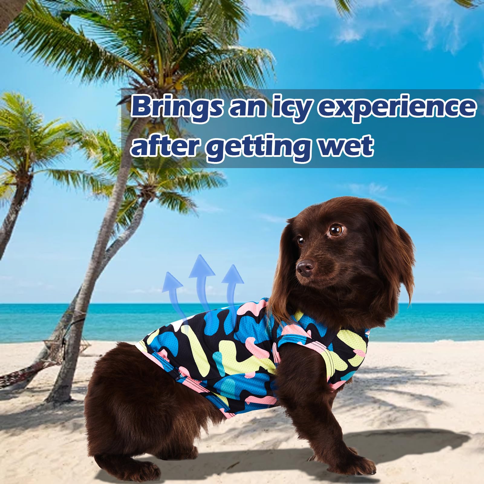 Cooling Dog Shirts for Small Dogs (6-10 lbs) - 2 Pcs Camo UV-Resistant for Summer Walks