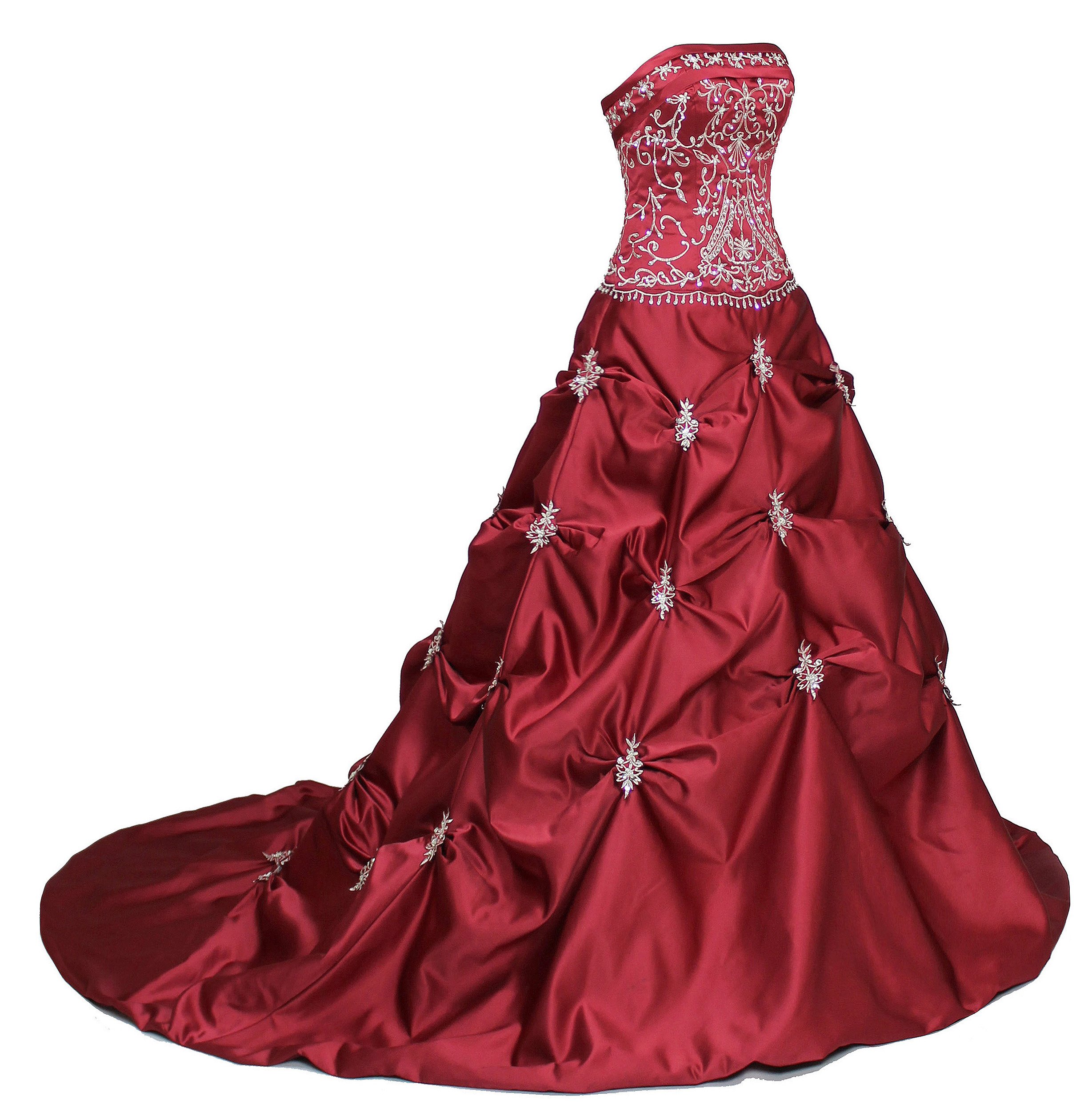 FairOnly Red Strapless Bridal Wedding Dress Plus Size XXL - Elegant A-Line Gown for Bridal Shower, Beach Wedding & Formal Occasions