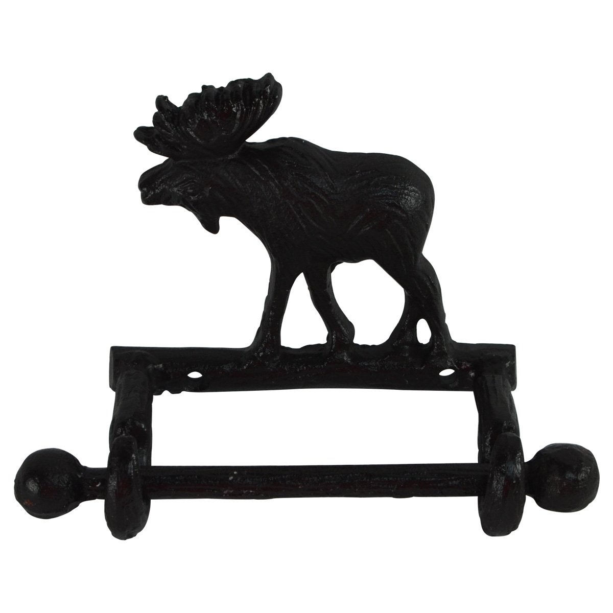 Rustic Metal Wall Mount Bull Moose TP Holder - Antique Toilet Paper Roll Dispenser for Cabin Bathroom Decor | Perfect for Lodge, Farmhouse & Western Style Homes
