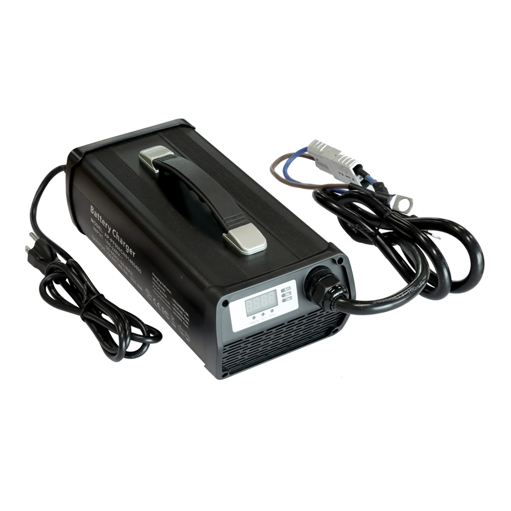 Ampere Time 14.6V 40A LiFePO4 Battery Charger with Multi-Stage Charging & LED Display - High Efficiency Lithium Iron Phosphate Battery Charger for RVs, Solar Systems, Marine, and Off-Grid Power Applications
