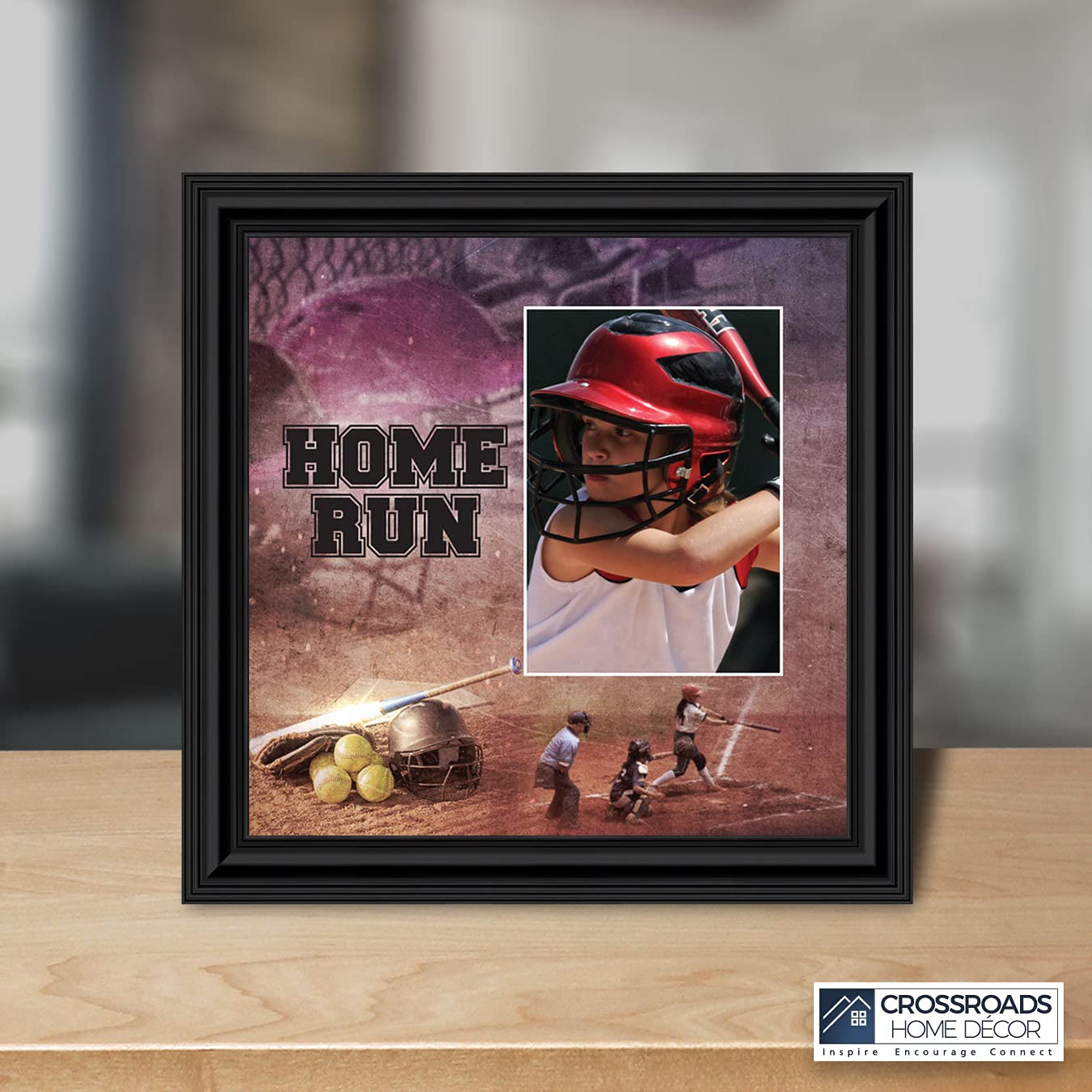 Home Run Softball Picture Frame 6365B - Perfect for Displaying Sports Memories in Bedroom, Office, or Man Cave