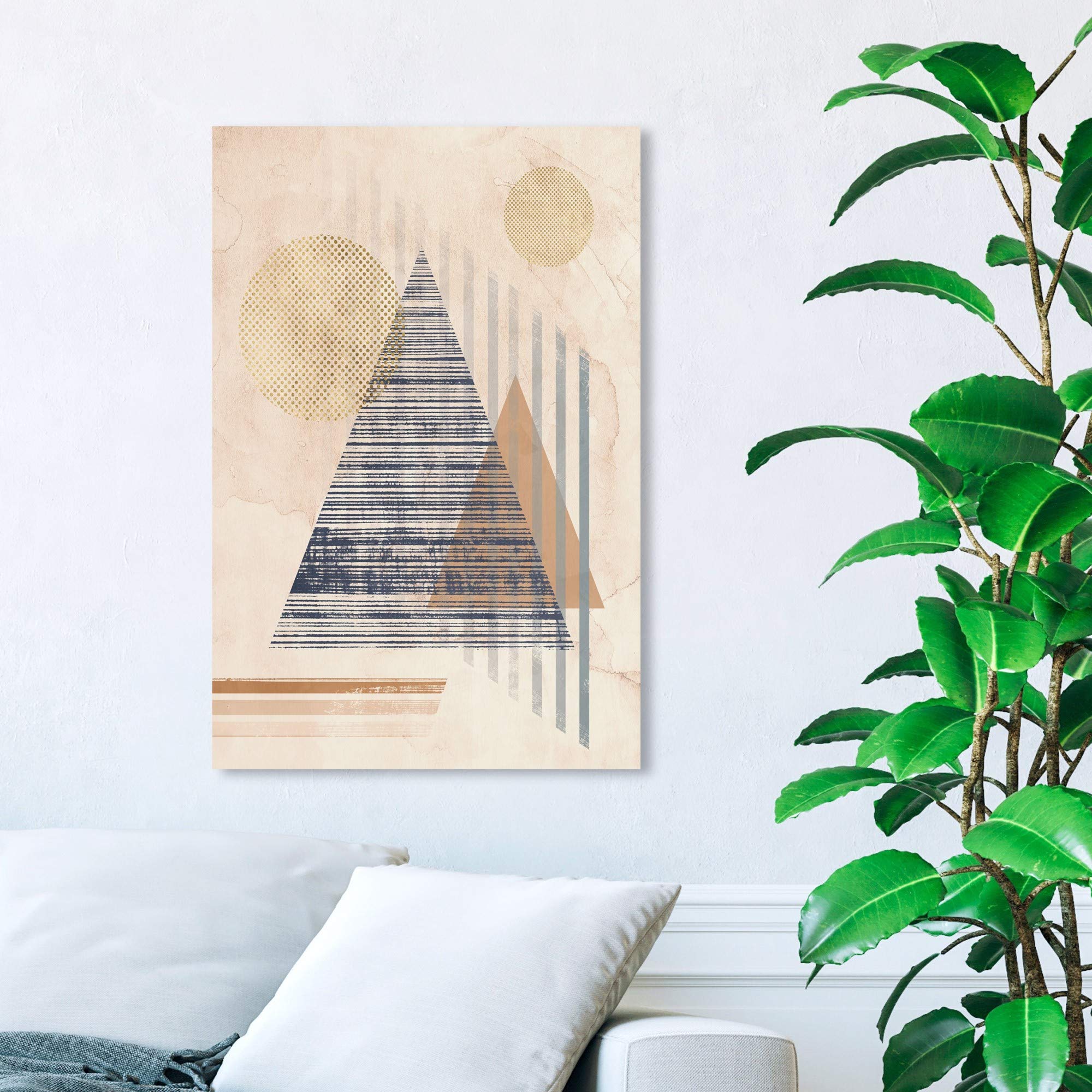 Wynwood Studio Abstract Wall Art Canvas Print 'Deltascape Earth' - Modern Geometric Home Decor Painting 24x36 Inches in White & Blue - Perfect for Living Room, Bedroom or Office Wall Decoration