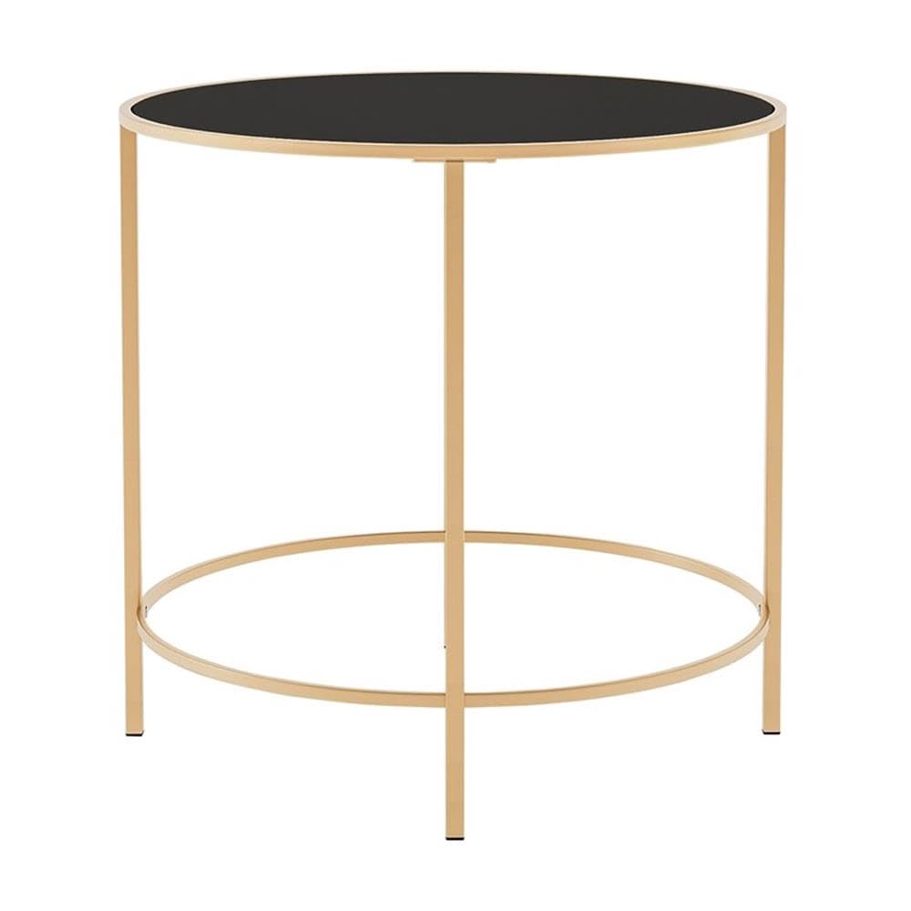Keefer Contemporary Glass Top Side Table in Champagne Gold - Modern Accent Table for Living Room, Bedroom & Office - Stylish End Table with Tempered Glass Top & Metal Frame