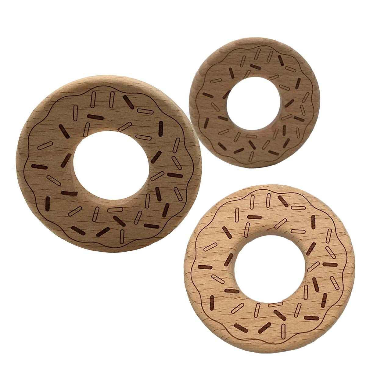 Organic Unfinished Beech Wooden Donut Shapes - Natural Handmade DIY Wooden Animal Toys & Home Decor Crafts - Perfect for Kids' Playtime, Nursery Decor, and Creative Craft Projects
