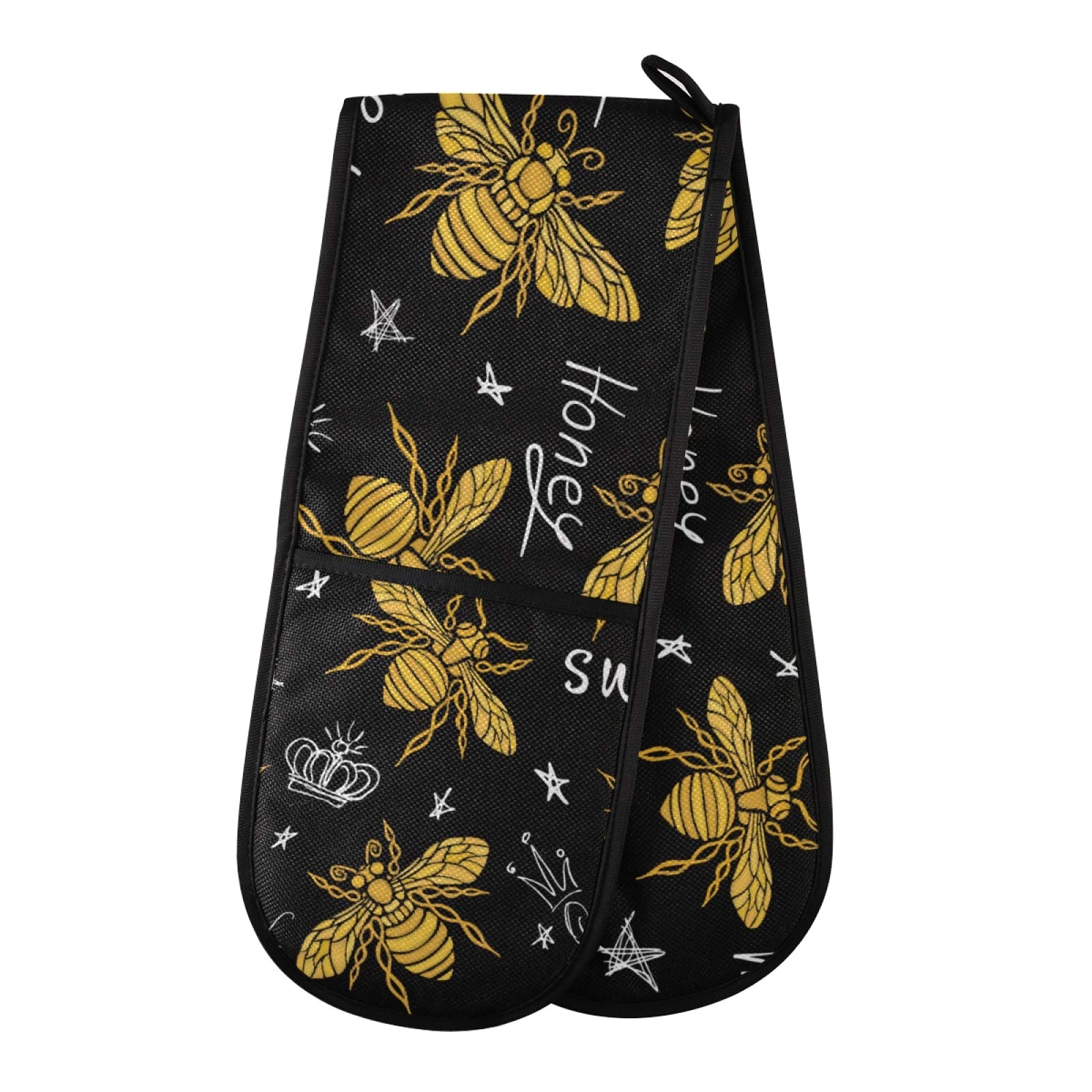 Sweet Bee Double Oven Mitts - Heat Resistant & Non-Slip Kitchen Gloves (7