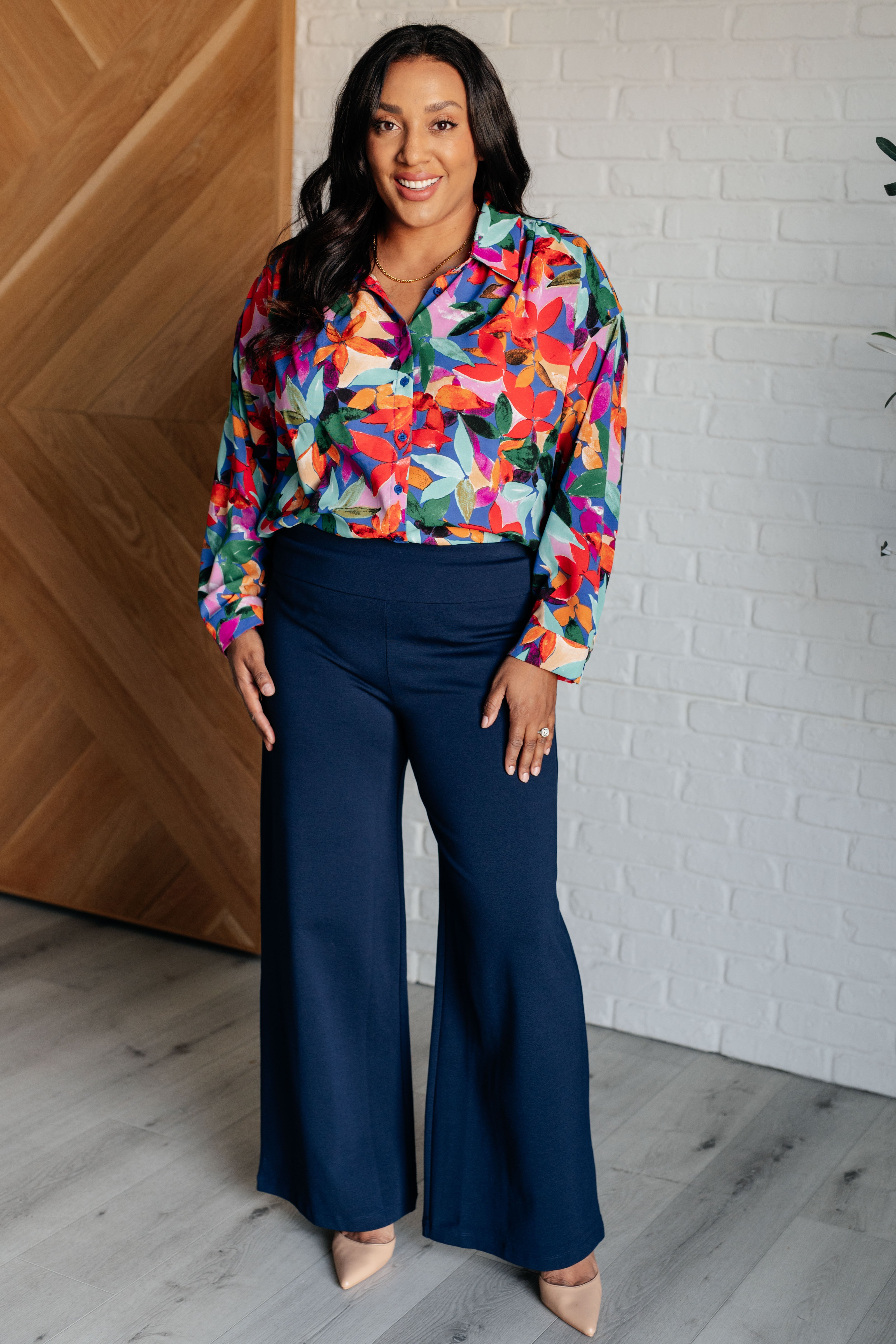 Stylish Leaf Print Button Up Blouse for Women | Trendy Floral Shirt for Spring & Summer | Perfect for Office, Date Night & Casual Outings