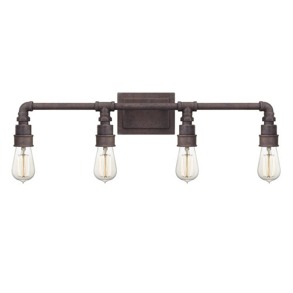 4-Light Transitional Vanity Light Fixture - Rustic Black Finish Bathroom Lighting for Mirror - Perfect for Modern Farmhouse & Traditional Bathroom Decor