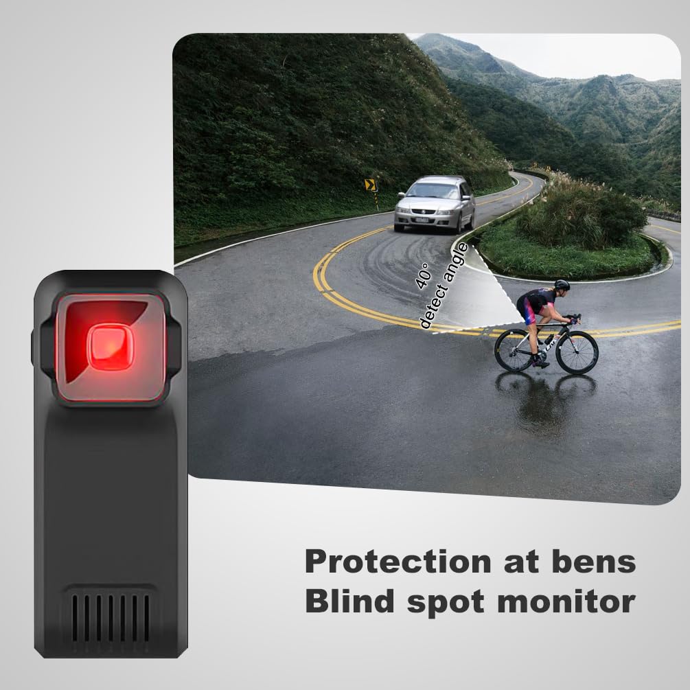 Bike Radar Tail Light with Visual & Audible Alerts - Compatible with Garmin Wahoo Bike Computers & Smartphones - Enhanced Cycling Safety for Night Rides & Urban Commutes