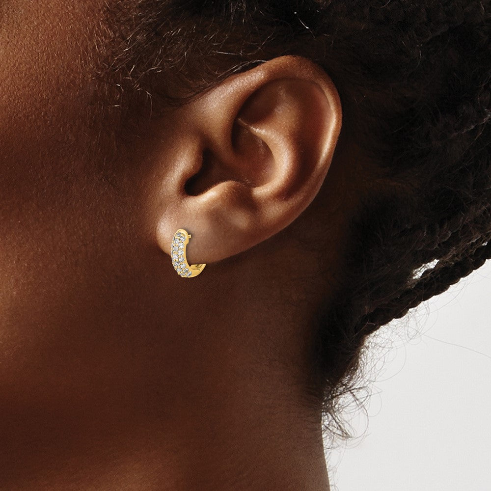 14K Gold Diamond Hinged Hoop Earrings - Dainty Luxury Hoops for Women - Perfect for Weddings, Parties & Everyday Elegance (Model EM5386 050 YA)