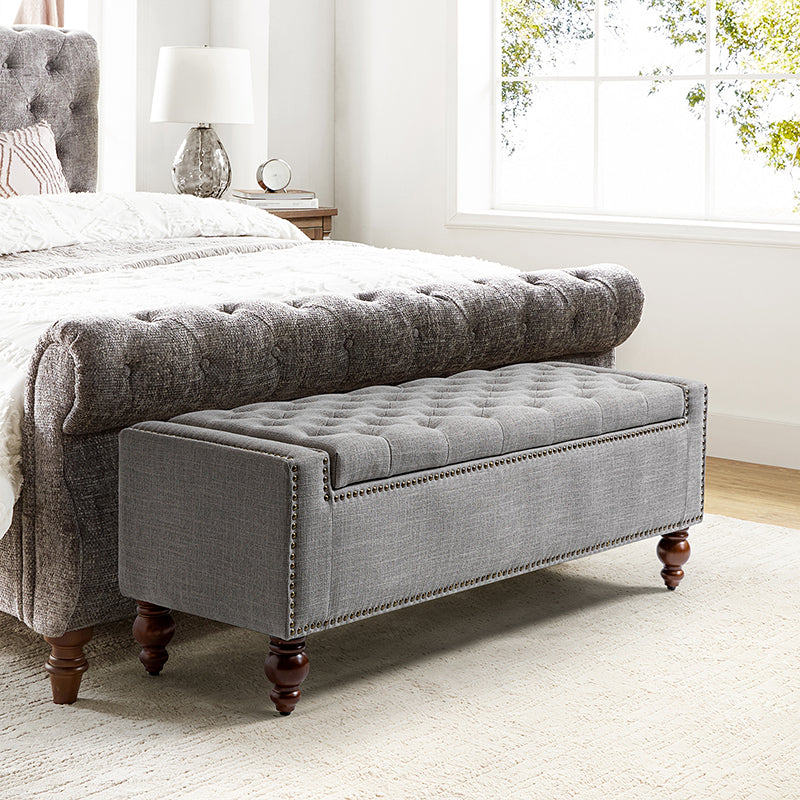 Eugen Upholstered Flip Top Storage Bench - Stylish Ottoman with Hidden Storage for Bedroom, Living Room & Entryway - Perfect for Seating, Storage & Home Decor