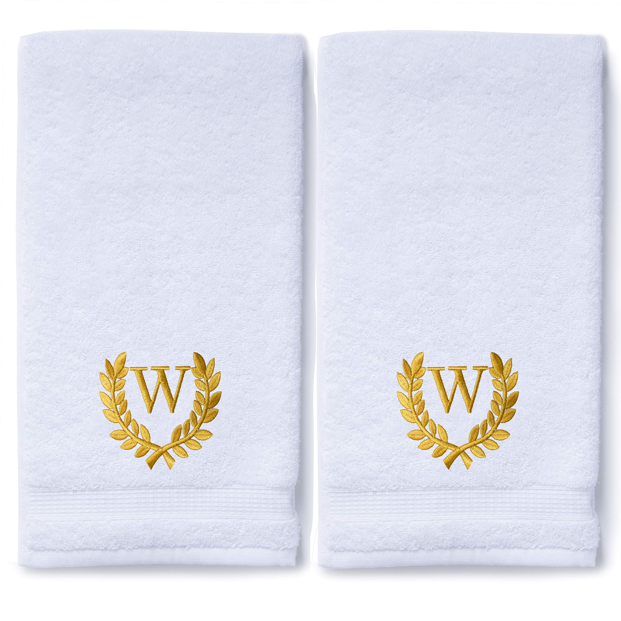 Personalized Monogrammed Hand Towels Set of 2 - Luxury Turkish Cotton, 16x30 Inch, Oversized for Bathroom, Kitchen & Spa | Custom Wedding & Bridal Gift with Roman Font | Perfect for Home Decor, Guest Towels & Thoughtful Gifts