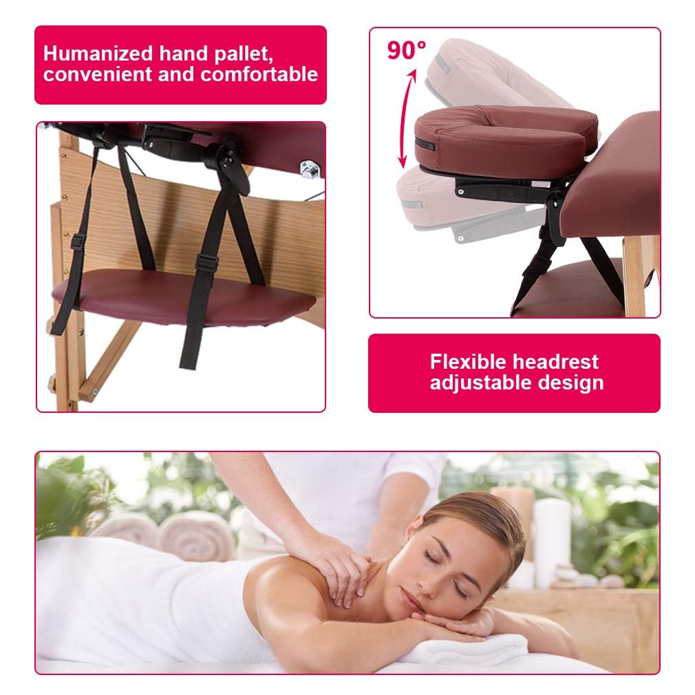 BestMassage Portable Folding Massage Table - 28 Inch Wide Adjustable Height Spa Bed for Massage, Facial Care & Tattoo - Includes Non-Woven Carrying Bag - Perfect for Professional Therapists, Home Use & Salon Treatments