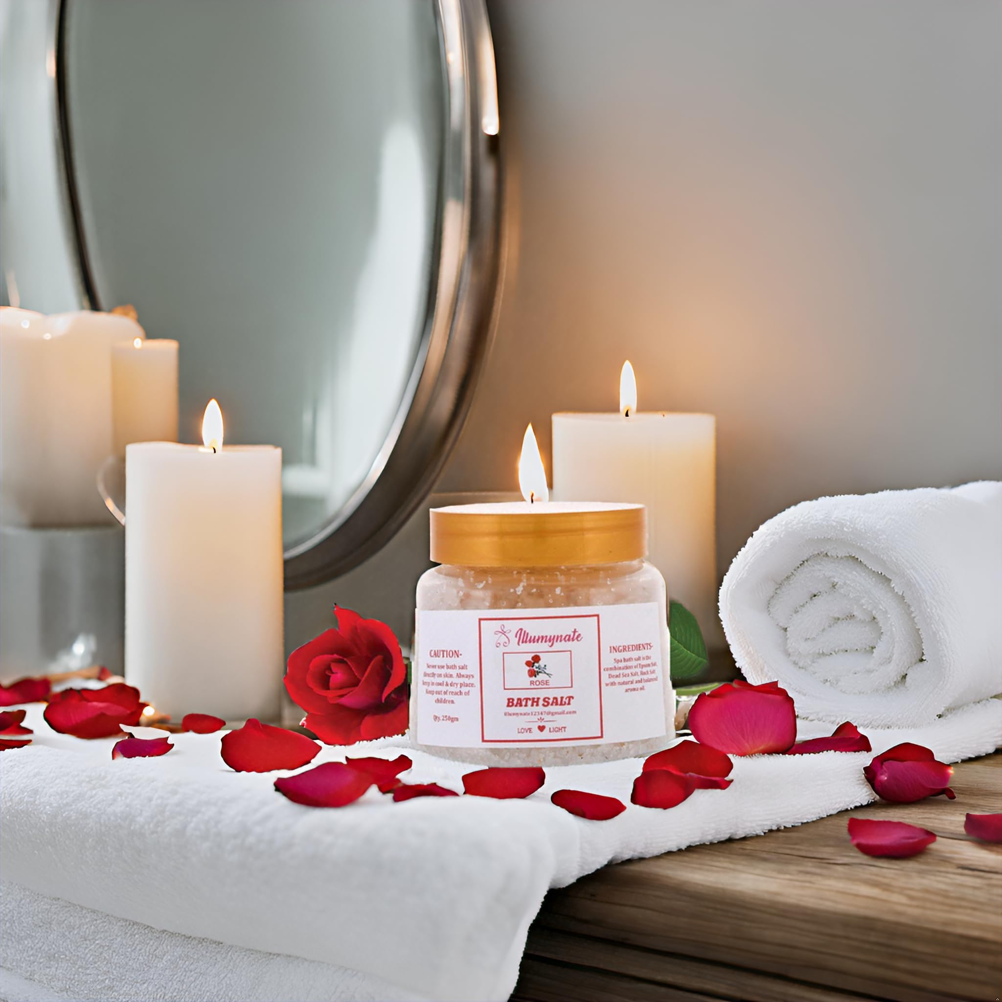 Illumynate Rose Bath Salt for Pain Relief & Relaxation – 100% Pure & Natural Body Soak for Men & Women – Moisturizing Skin Care – 250g (Pack of 2) – Perfect for Stress Relief & Spa Nights at Home