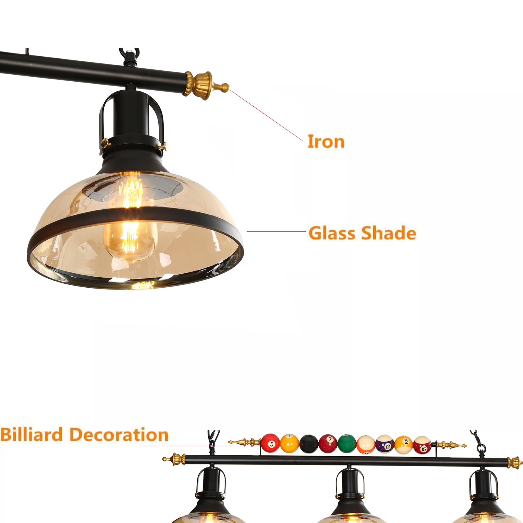 Premium Hanging Pool Table Light Fixture - Adjustable 27