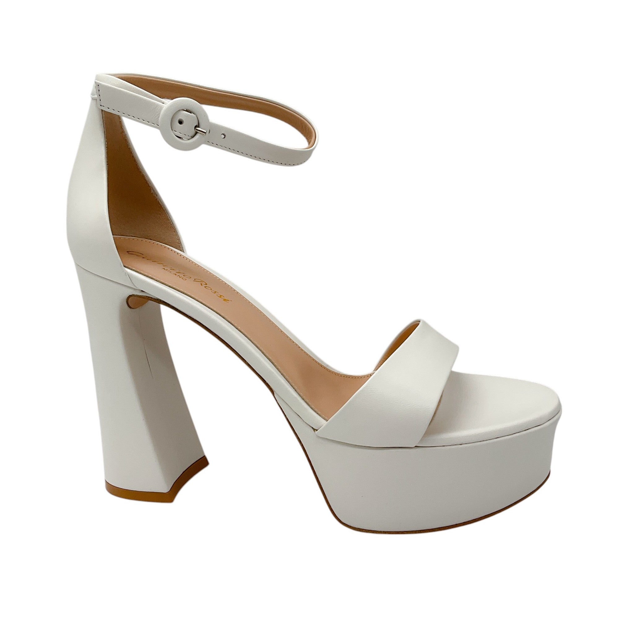 Gianvito Rossi White Holly 120mm Nappa Leather Platform Sandals for Women | Luxury High Heel Open Toe Summer Sandals | Perfect for Weddings, Parties & Evening Events