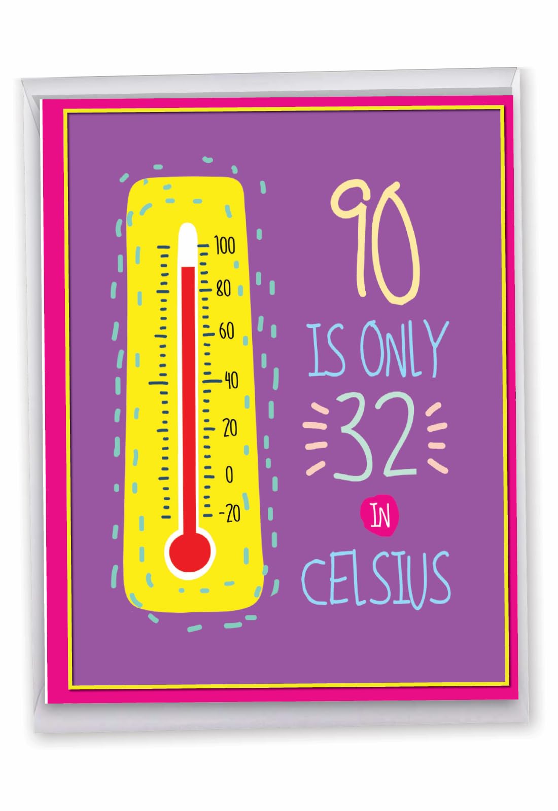 Funny 90th Birthday Card - Extra Large 8.5x11 Inch Milestone Greeting Card with Envelope (1 Pack) - Perfect for Grandparents, Parents & Seniors - Hilarious 90° Celsius Joke Gift Idea J9352MBG