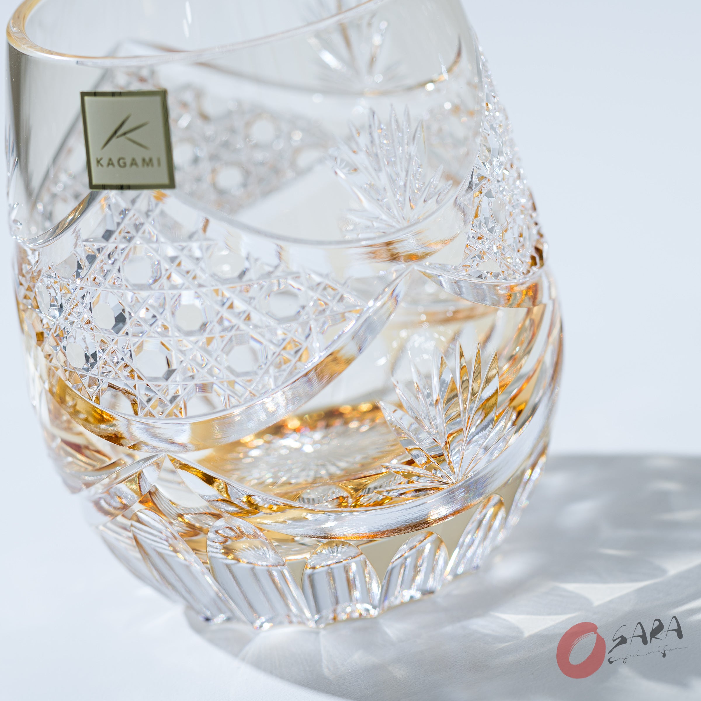 Premium KAGAMI Crystal Whiskey Glasses - Evening Calm Design, Elegant Japanese Cut Glass Tumblers for Scotch, Bourbon & Cocktails - Perfect for Home Bars, Dinner Parties & Gift Giving