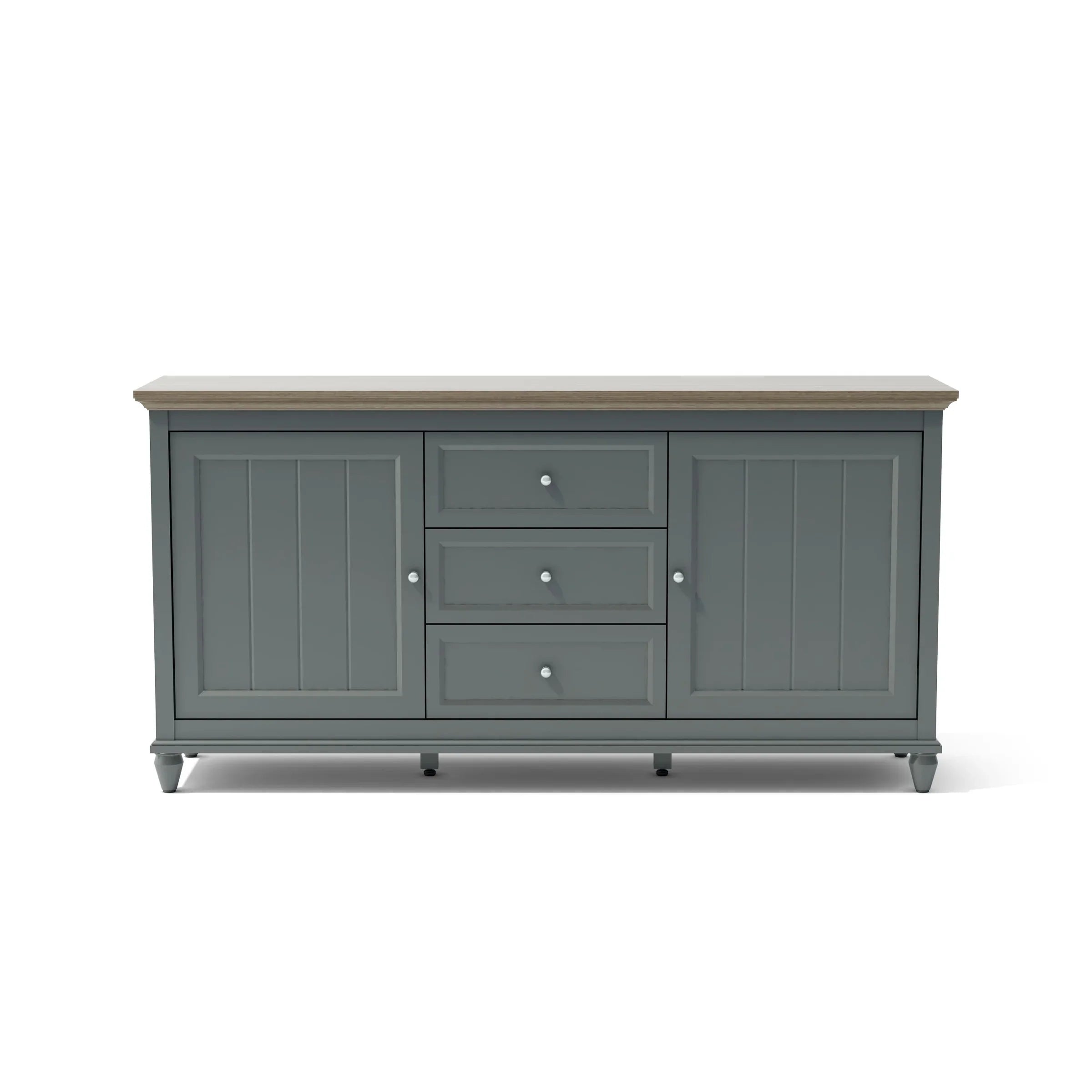 Anderson Teak Chenon Sideboard Grey/Brown - Solid Teak Wood Buffet Cabinet with 2 Drawers & 2 Doors - SB CG 6316 - Perfect for Dining Room Storage & Living Room Organization