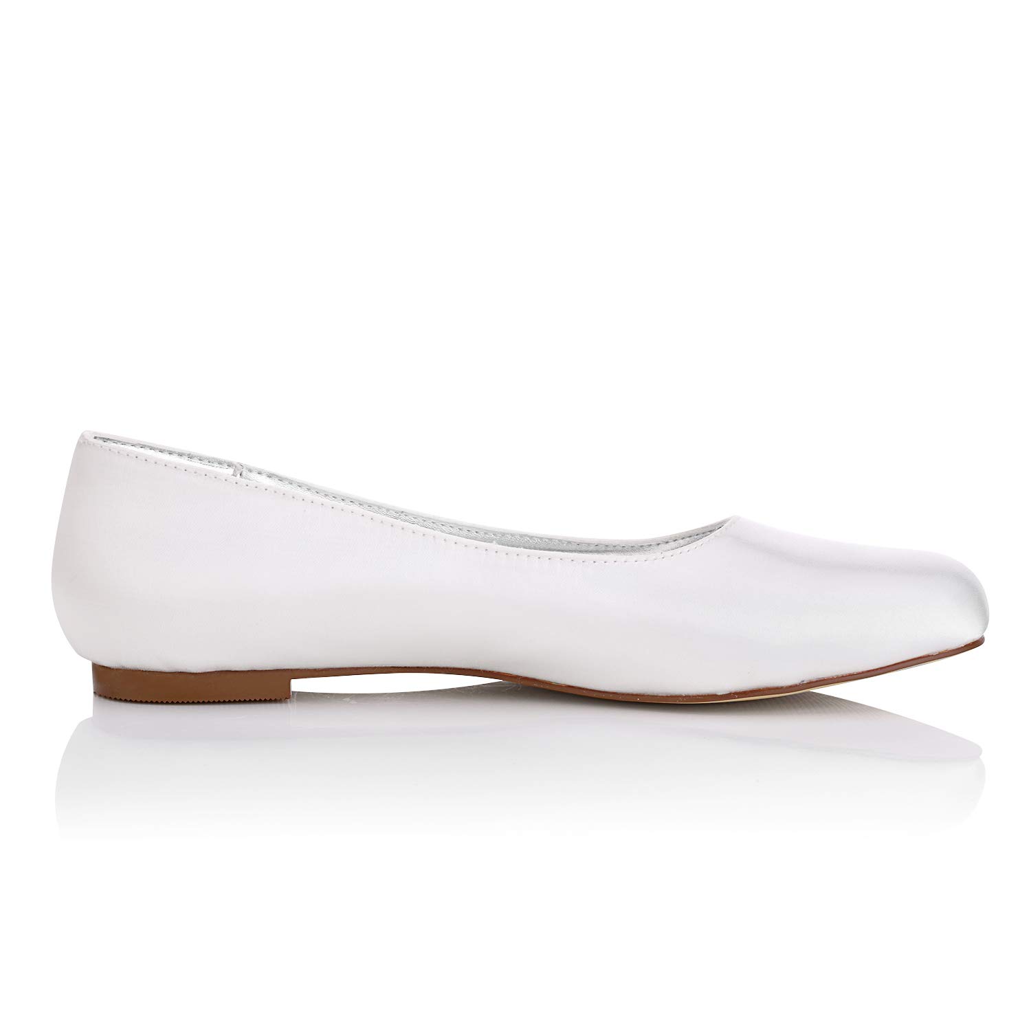 JIAJIA K5371 Women's Bridal Wedding Shoes - Closed Toe Dyeable Satin Flats for Bride, Bridesmaids & Formal Occasions - Perfect for Church Ceremonies, Receptions & Special Events