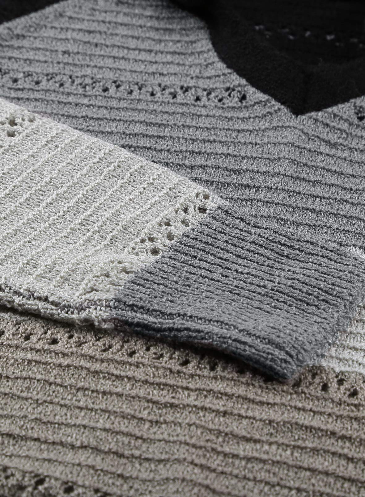 BLENCOT Women's Color Block Crochet Striped Sweater - Lightweight Hooded Pullover with Drawstring, Trendy Sweatshirt for Casual Outfits & Fall Layering